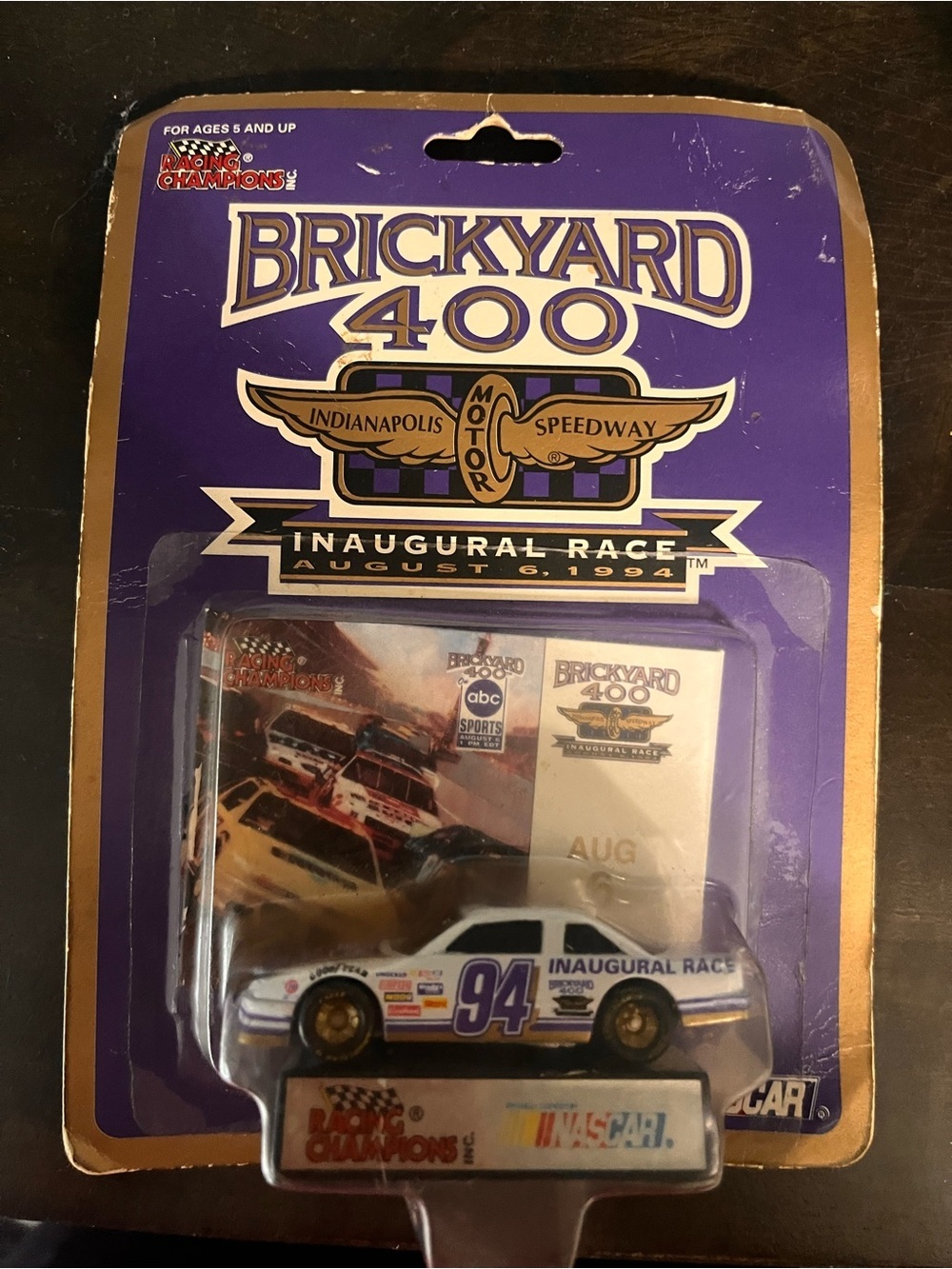 Nascar 94 Inaugural Race Toy Car - White with Purple & Gold Accents